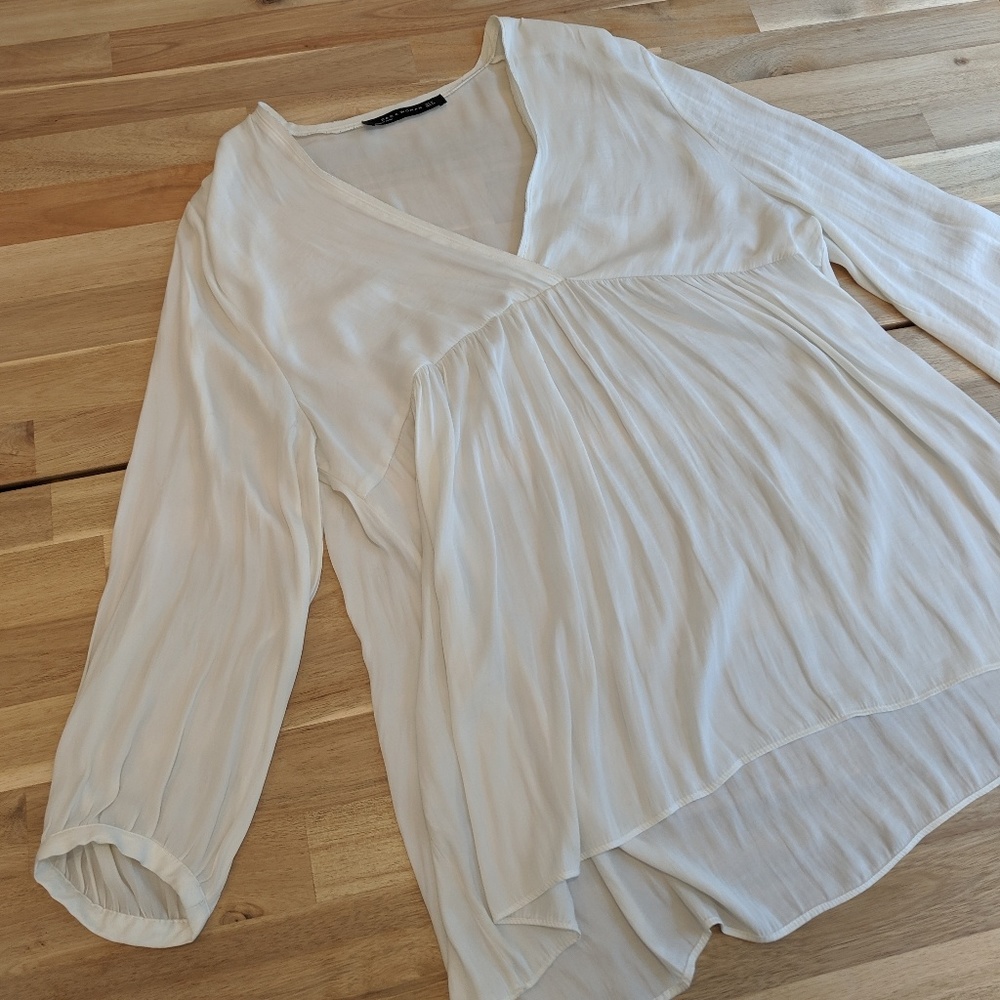 Zara Flowy White Blouse Medium